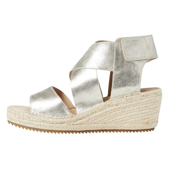 Eileen Fisher Womens Willow Wedge Sandal US 10 EU 40.5 Silver Glitter Suede NWOB - Picture 2 of 12